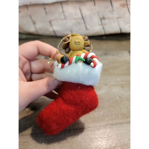 Reindeer moose stocking candy cane mistletoe ornament Xmas - Picture 3 of 4